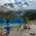 Woman enjoying the view of Humantay Lake