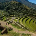 View of the terraces of the Sacred Valley of the Incas next to the village.